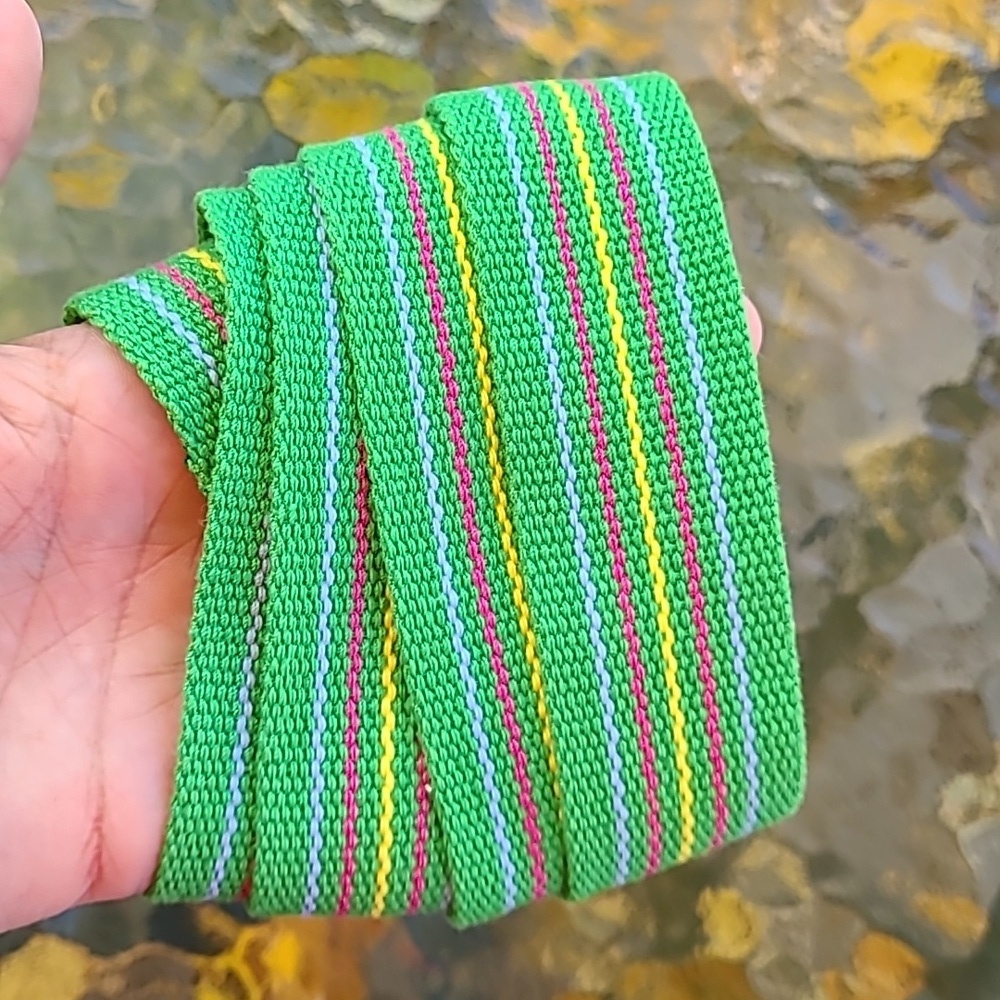 Y2k lime green‎ multicolored striped belt - Picture 5 of 5